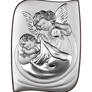Obrazek srebrny – Aniołek z latarenką 13,5×18 cm